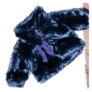Juicy Couture Navy Blue Faux Fur Coat
